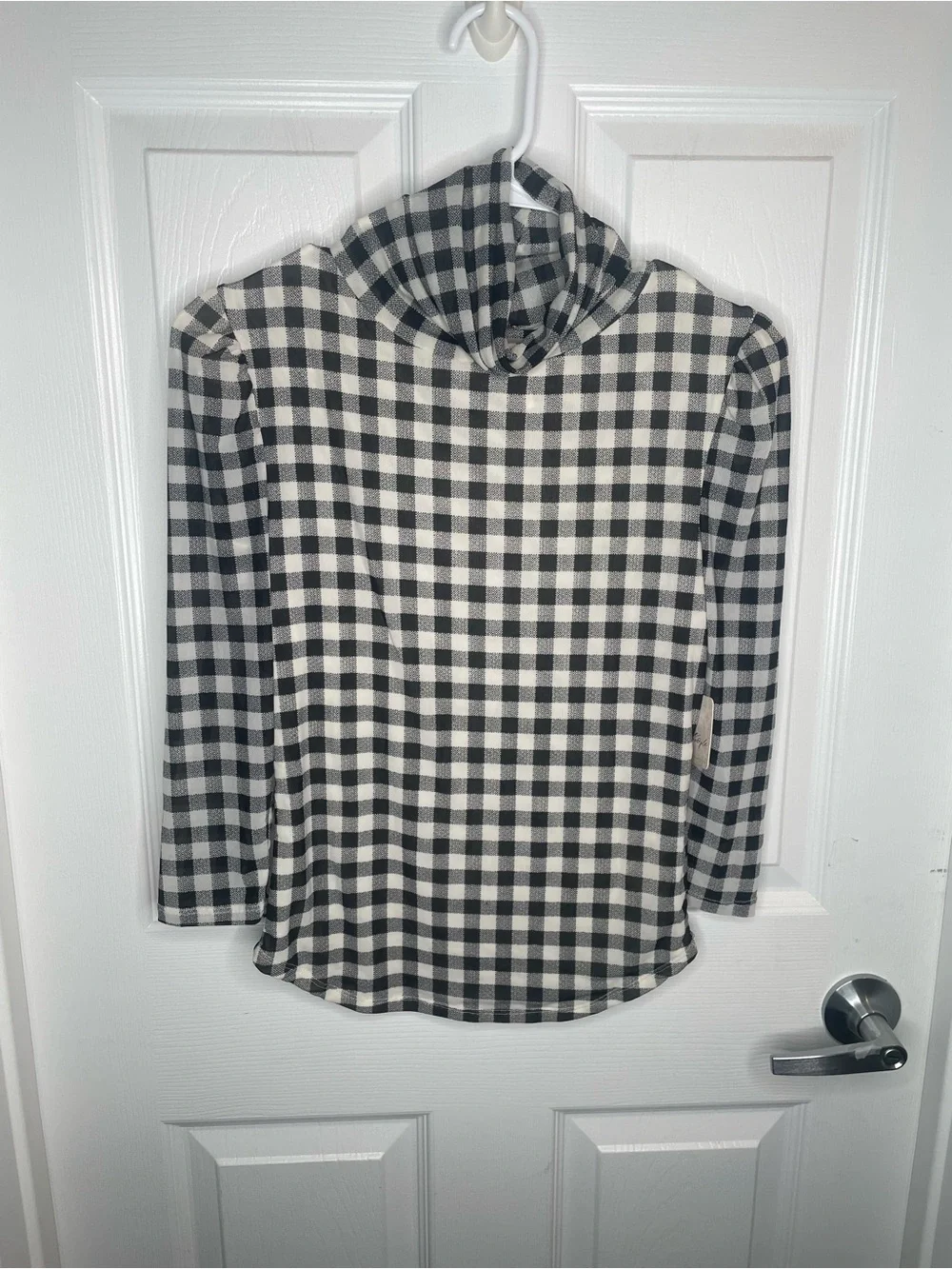 Free People Gather Mesh Tee Gingham Plaid Preppy Academia in Black Combo S